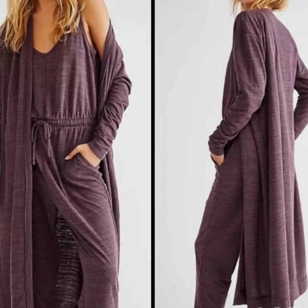 Free People Beach Bicoastal Longline Cardigan in Purple Size XS